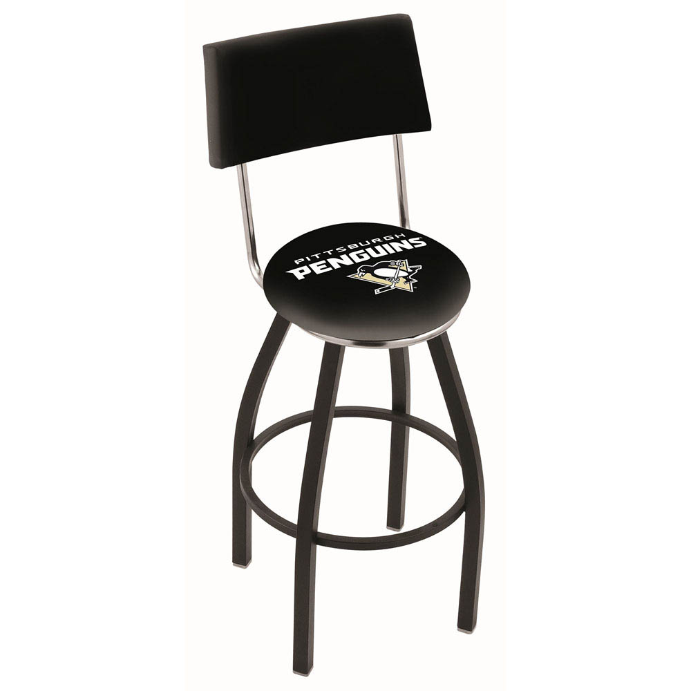 inch Black Pittsburgh Penguins Swivel Bar Stool w/ Back