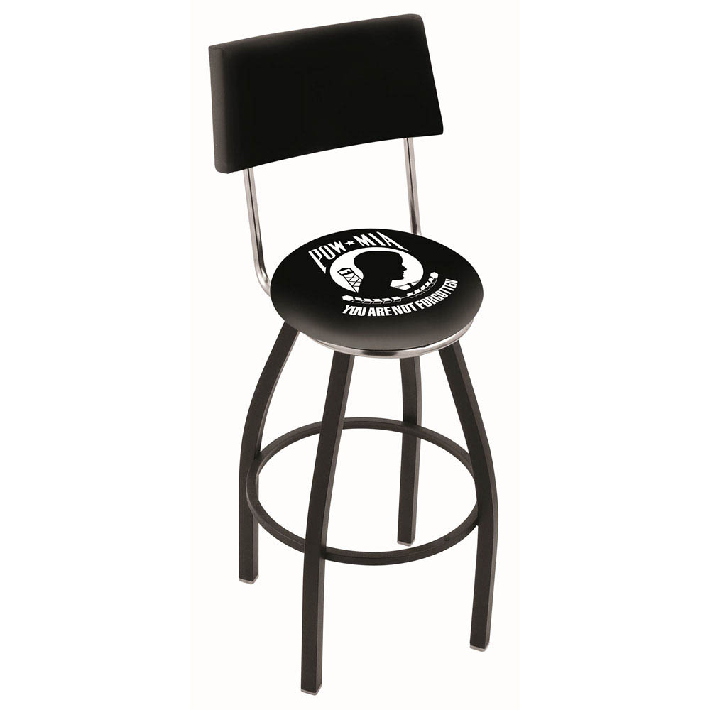 inch Black POW/MIA Swivel Bar Stool w/ Back