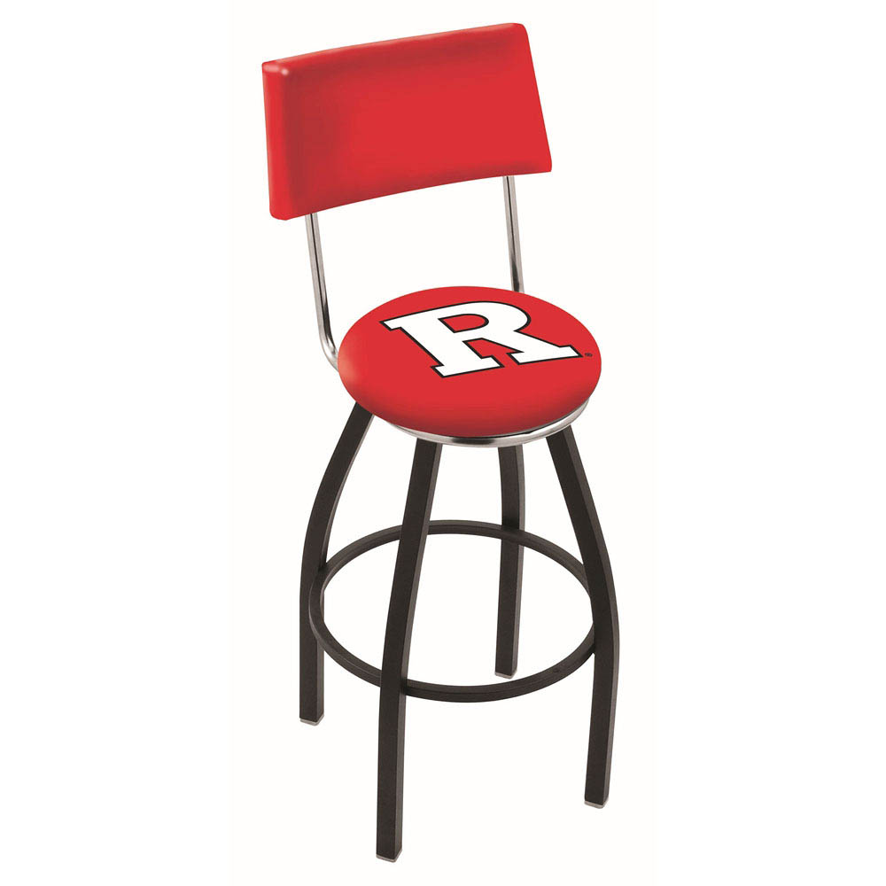 inch Black Rutgers Swivel Bar Stool w/ Back