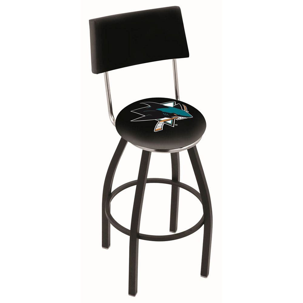 inch Black San Jose Sharks Swivel Bar Stool w/ Back