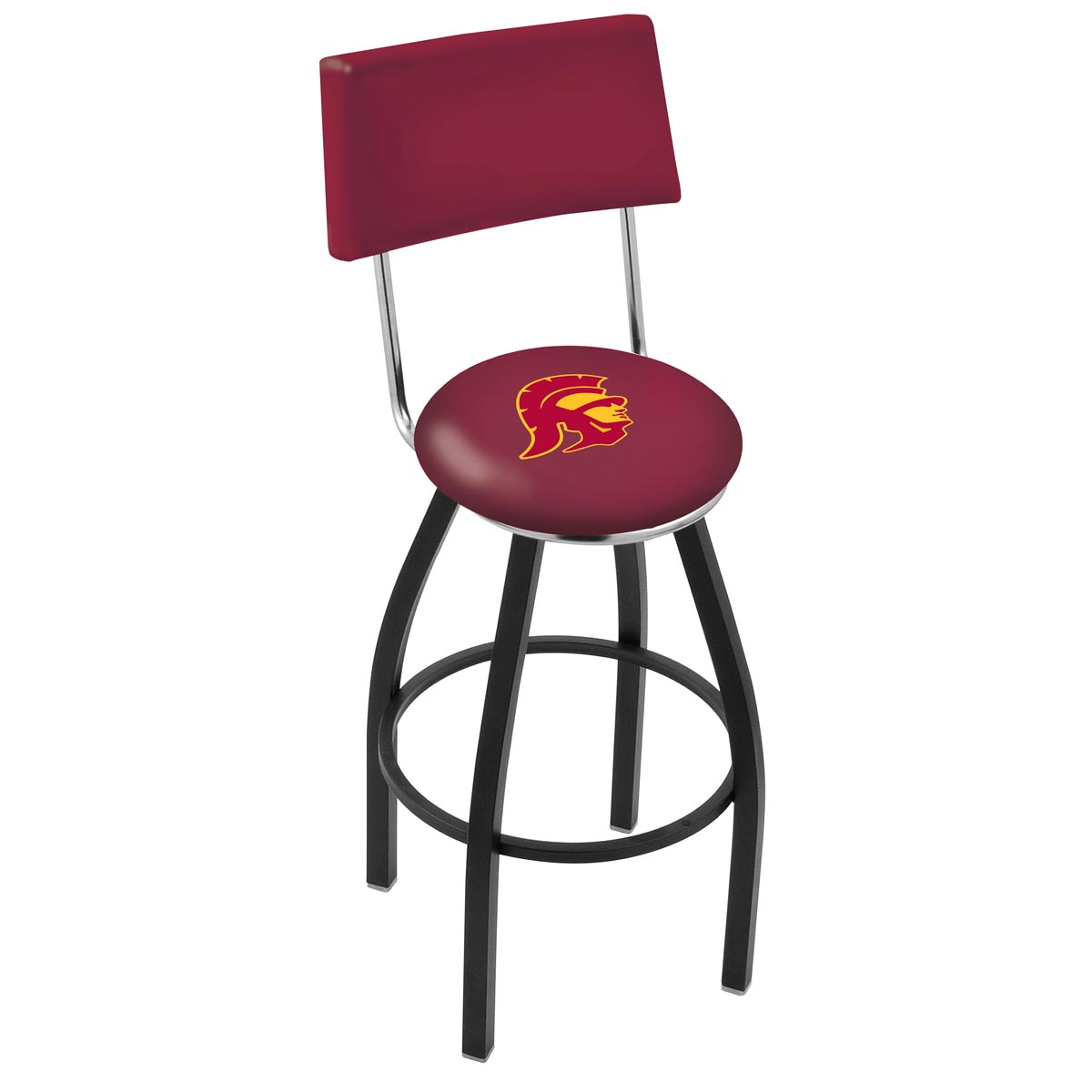 inch Black USC Trojans Swivel Bar Stool w/ Back