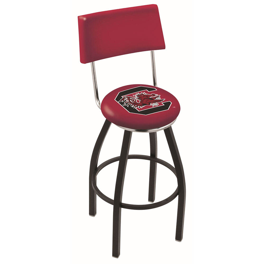 inch Black South Carolina Swivel Bar Stool w/ Back
