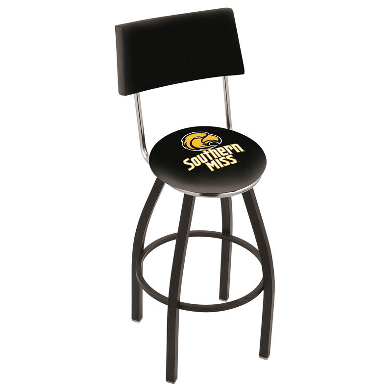 inch Black Southern Miss Swivel Bar Stool w/ Back