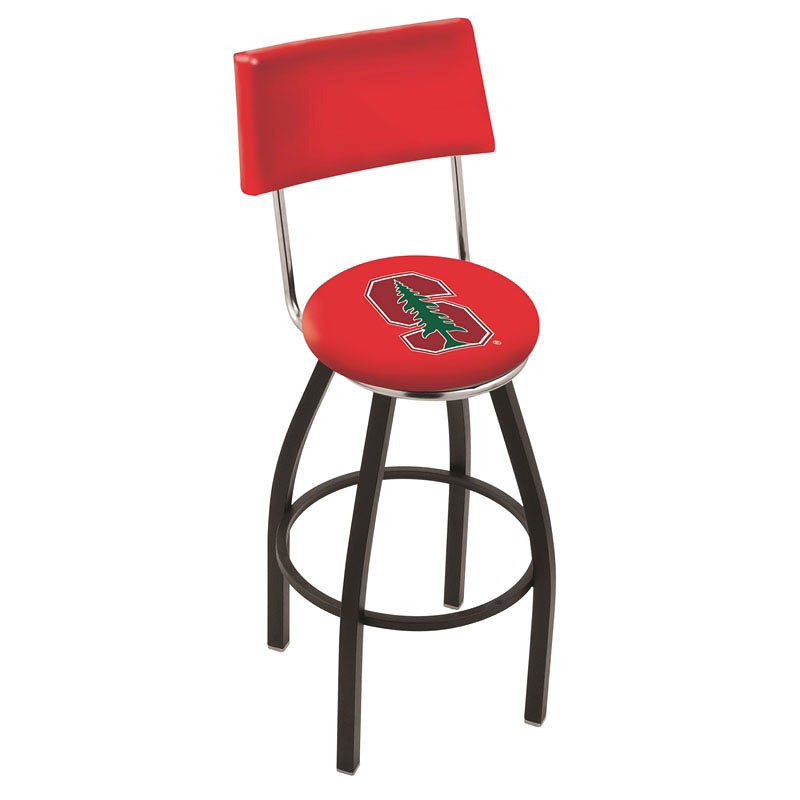inch Black Stanford Swivel Bar Stool w/ Back