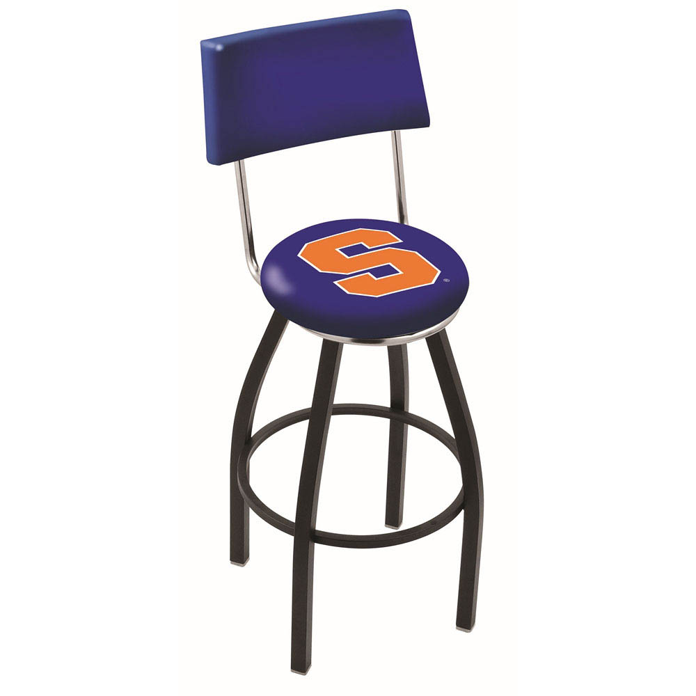 inch Black Syracuse Swivel Bar Stool w/ Back