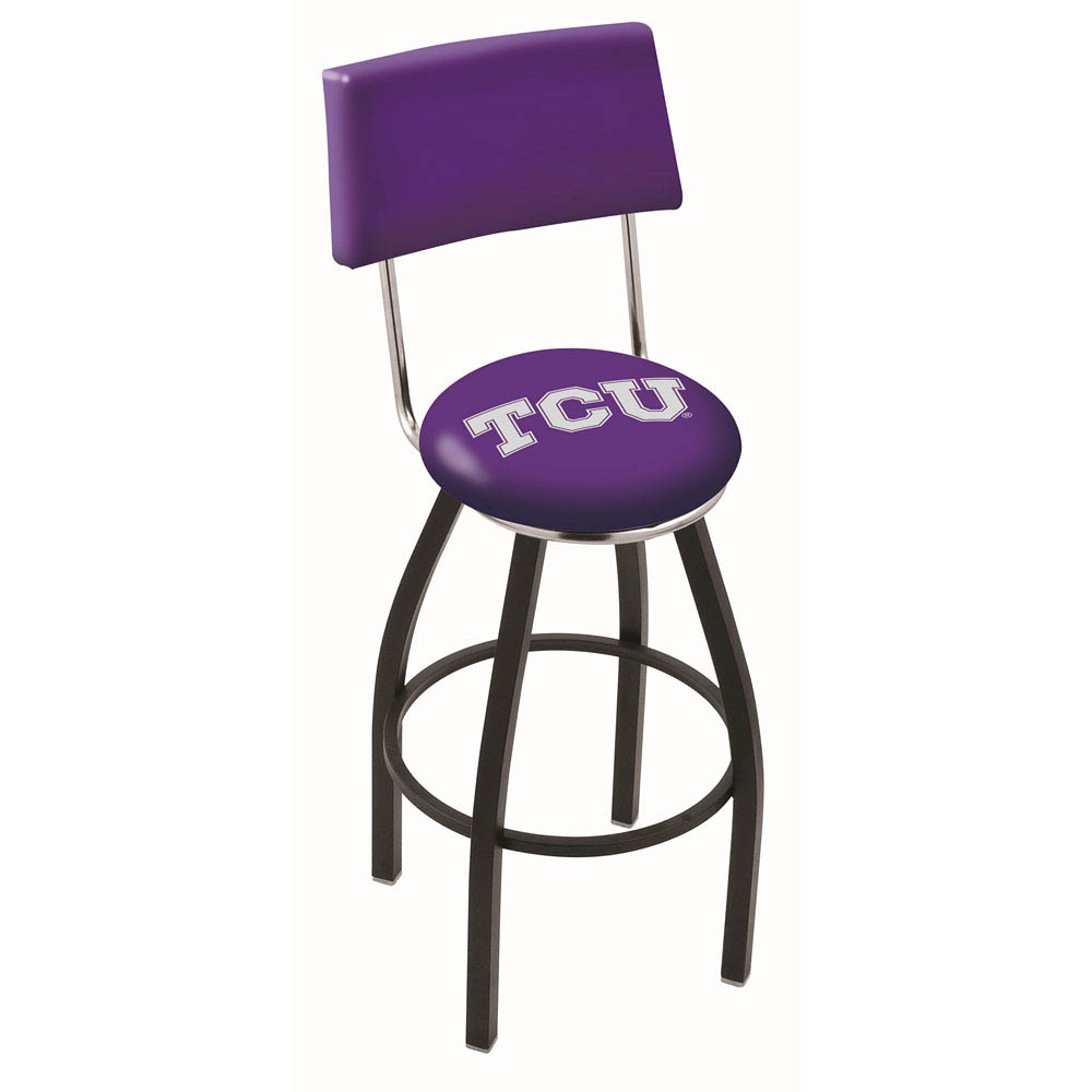 inch Black TCU Swivel Bar Stool w/ Back