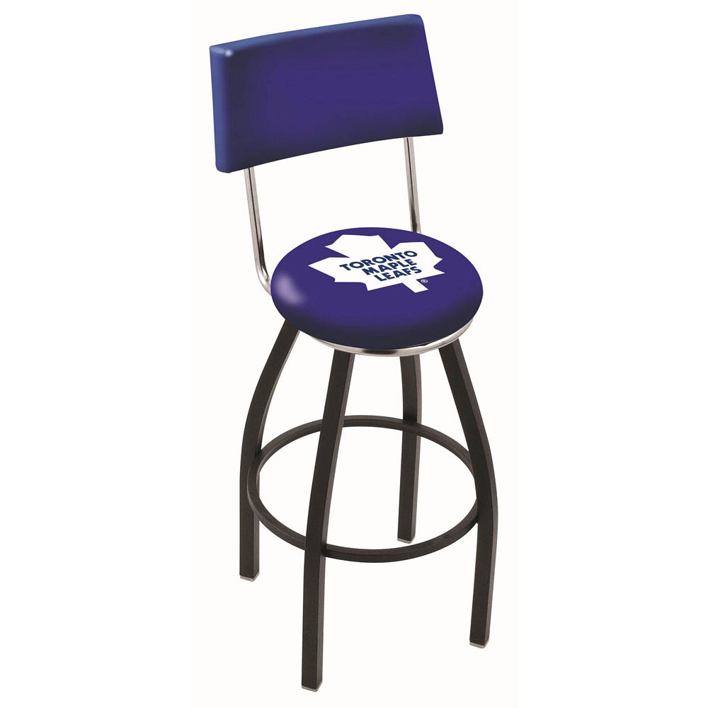 inch Black Toronto Maple Leafs Swivel Bar Stool w/ Back