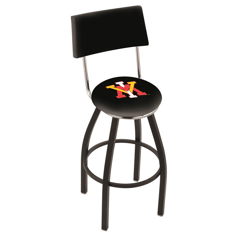 inch Black Virginia Military Institute Swivel Bar Stool w/ Back