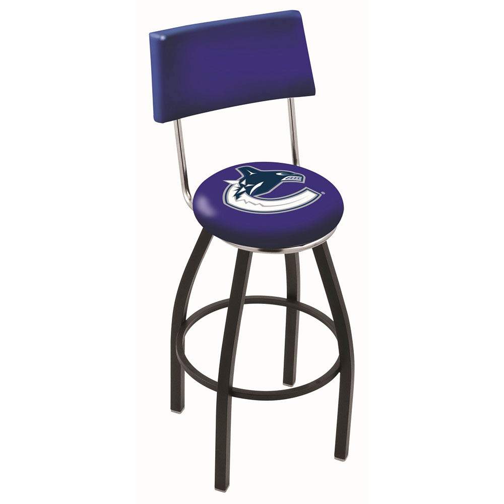 inch Black Vancouver Canucks Swivel Bar Stool w/ Back