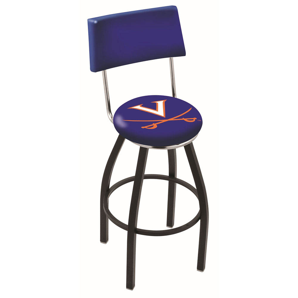 inch Black Virginia Swivel Bar Stool w/ Back