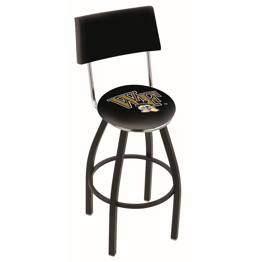 inch Black Wake Forest Swivel Bar Stool w/ Back