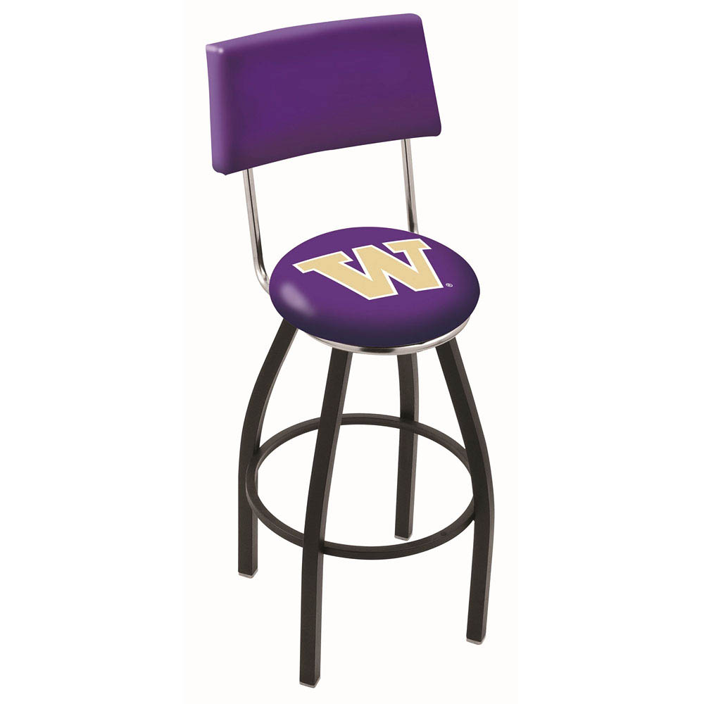 inch Black Washington Swivel Bar Stool w/ Back