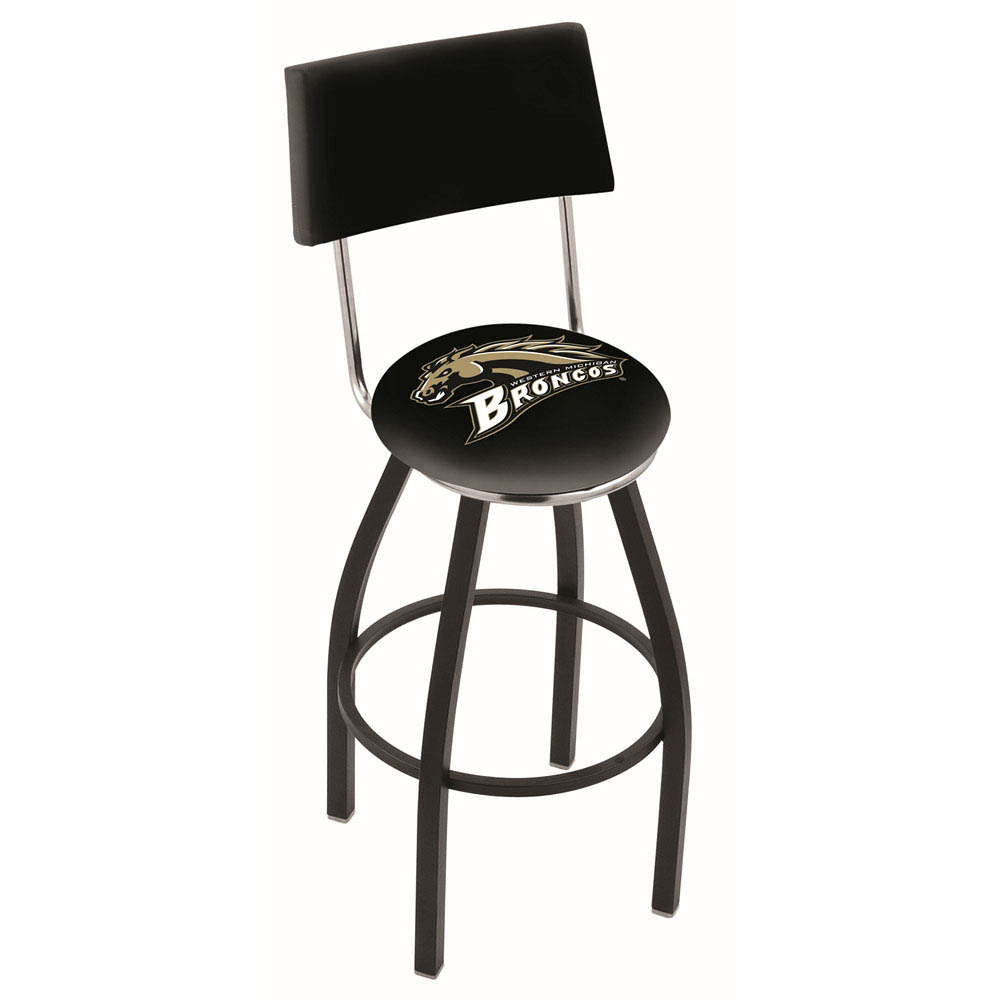 inch Black Western Michigan Swivel Bar Stool w/ Back