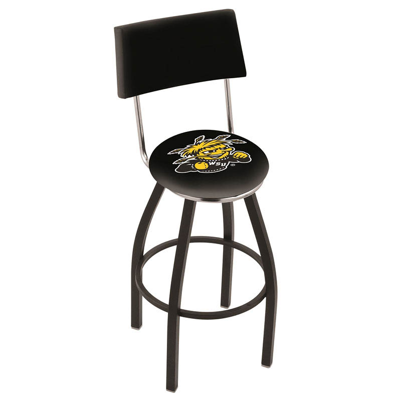 inch Black Wichita State Swivel Bar Stool w/ Back