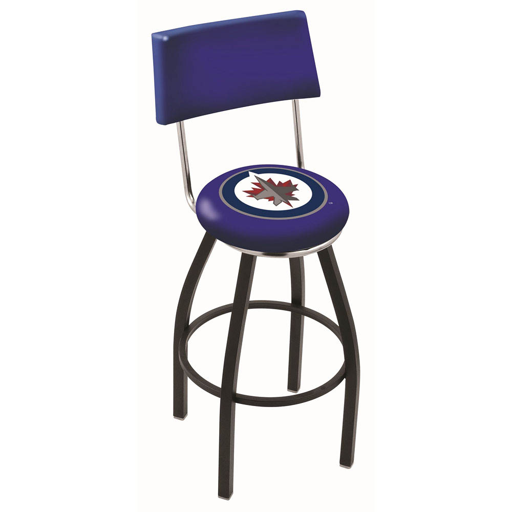 inch Black Winnipeg Jets Swivel Bar Stool w/ Back