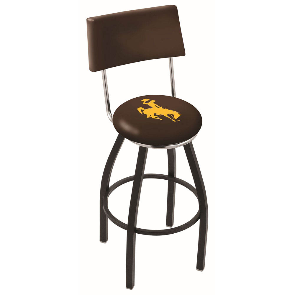 inch Black Wyoming Swivel Bar Stool w/ Back