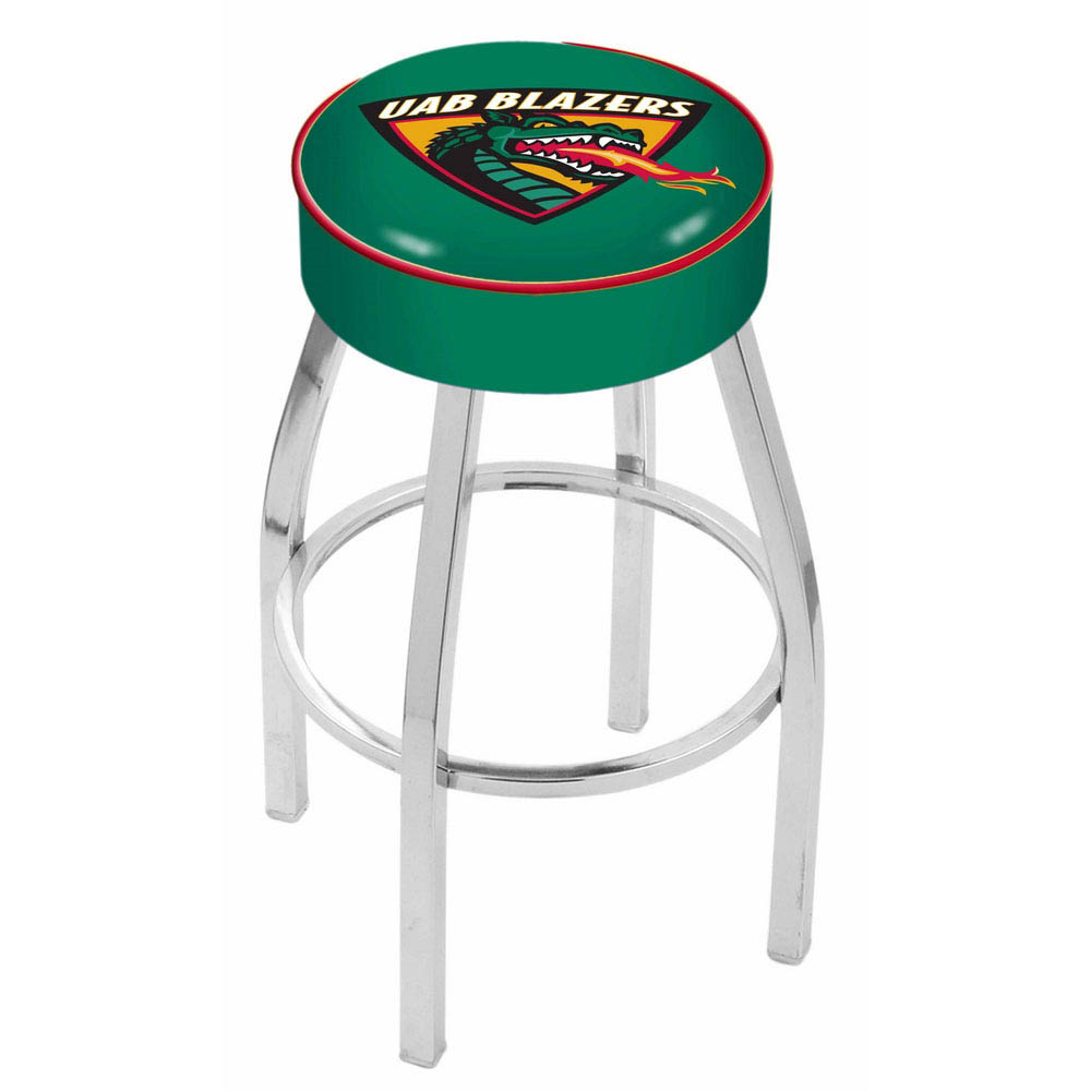 inch UAB Logo Swivel Bar Stool w/ Chrome Base