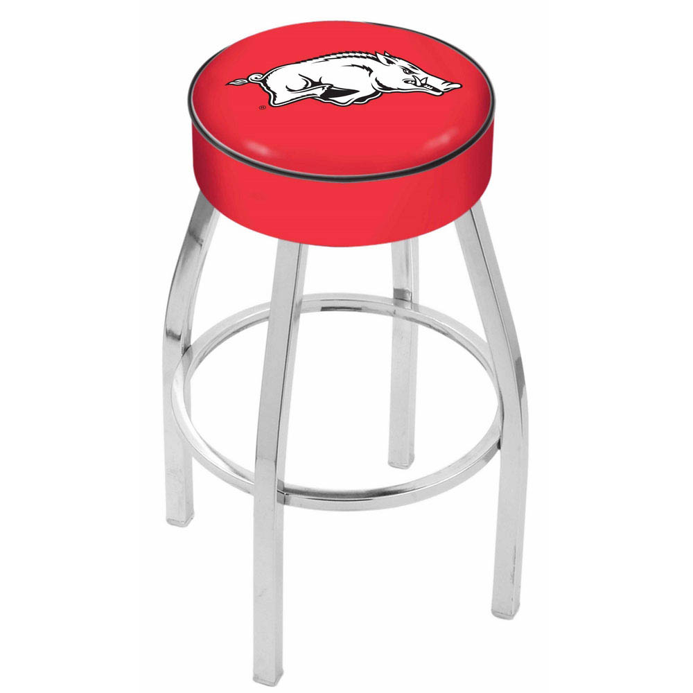 inch Arkansas Logo Swivel Bar Stool w/ Chrome Base