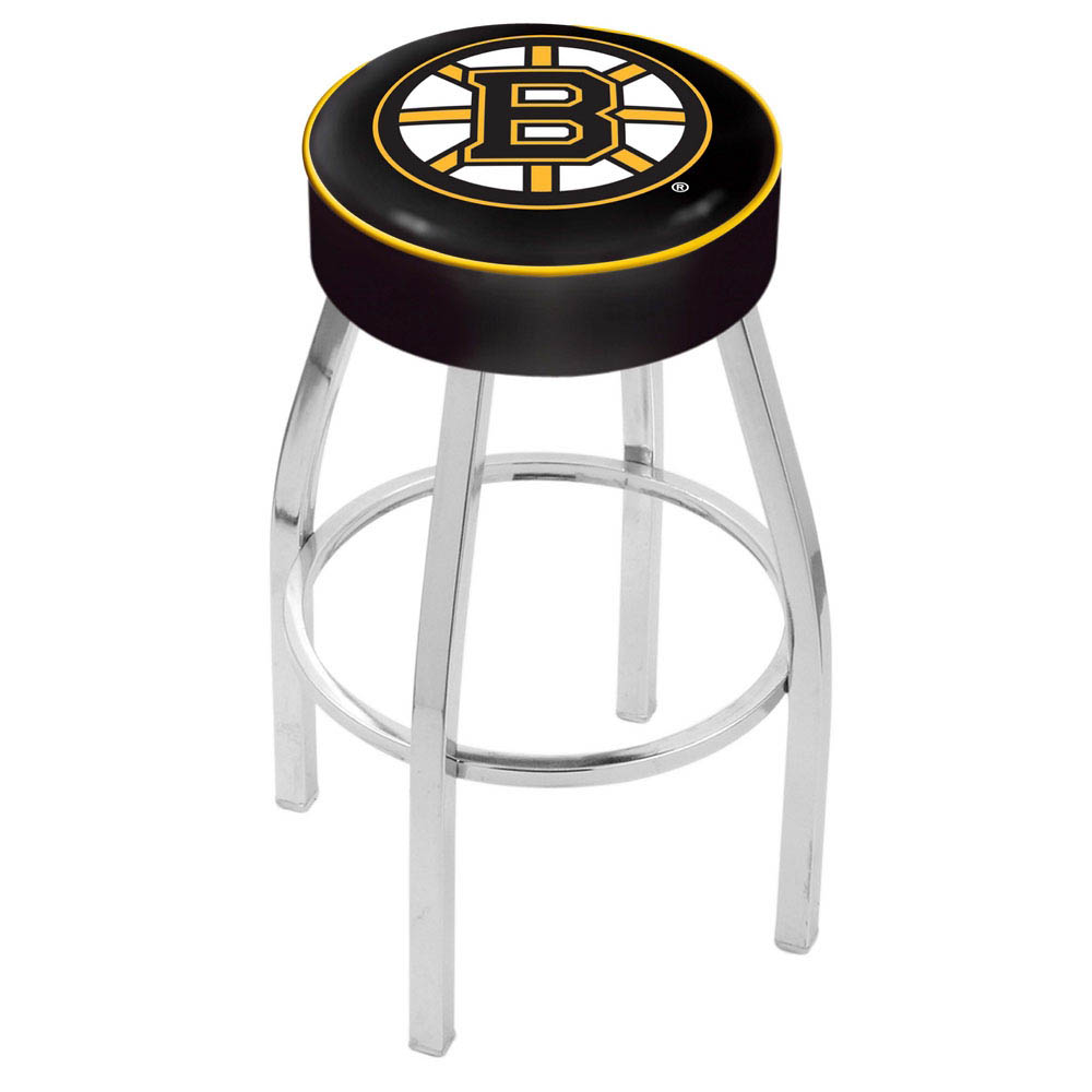 inch Boston Bruins Logo Swivel Bar Stool w/ Chrome Base