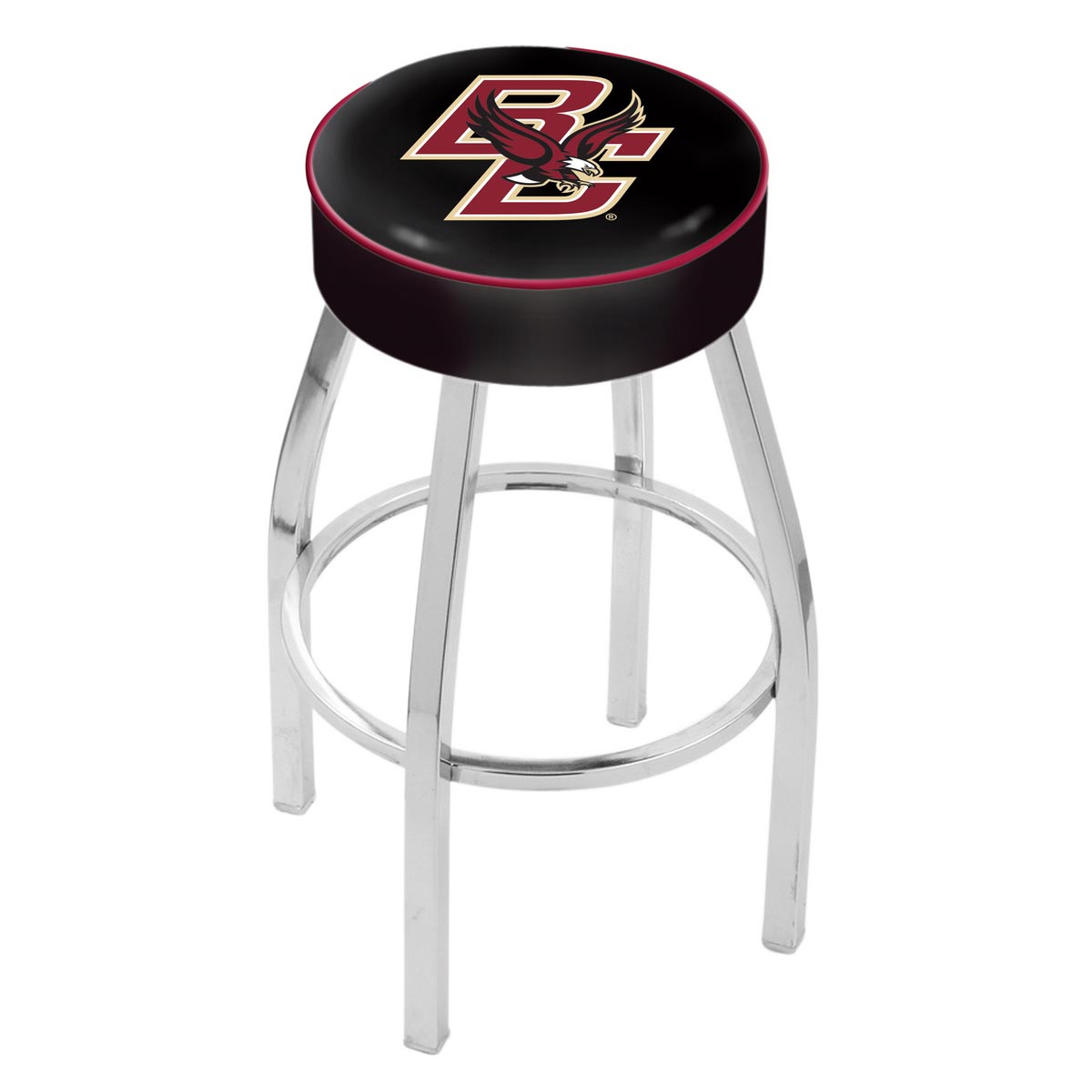 inch Boston College Logo Swivel Bar Stool w/ Chrome Base