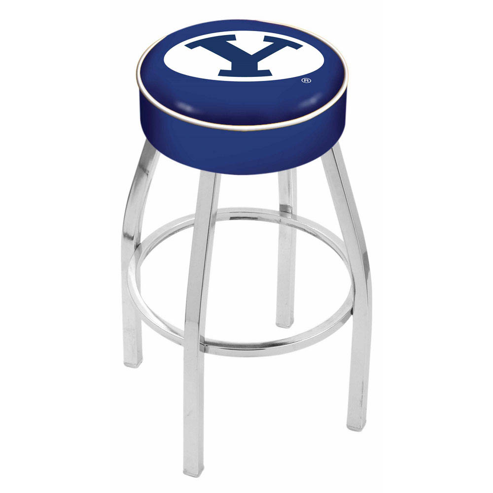 inch Brigham Young Logo Swivel Bar Stool w/ Chrome Base