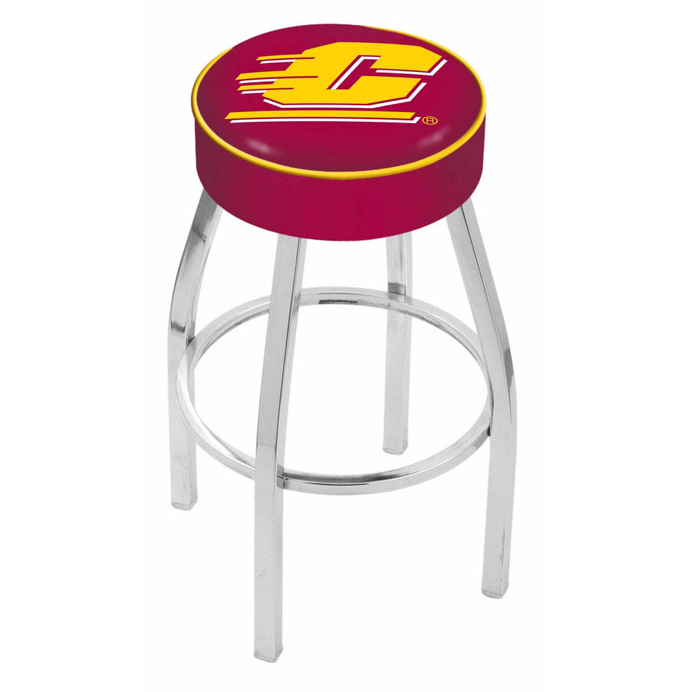 inch Central Michigan Logo Swivel Bar Stool w/ Chrome Base