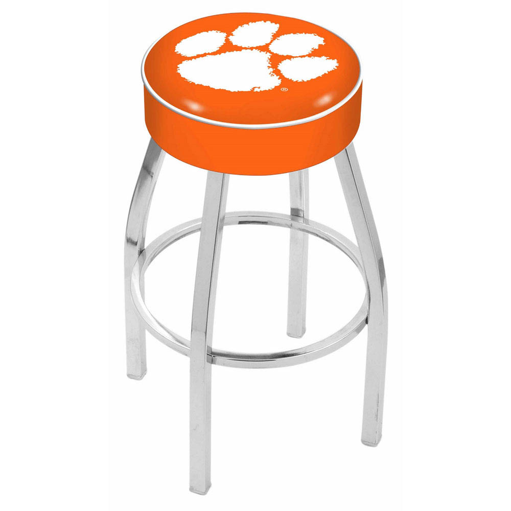 inch Clemson Logo Swivel Bar Stool w/ Chrome Base