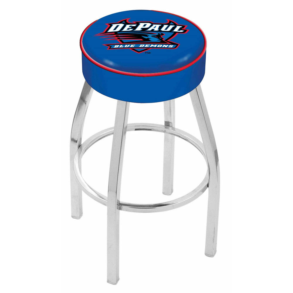 inch DePaul Logo Swivel Bar Stool w/ Chrome Base