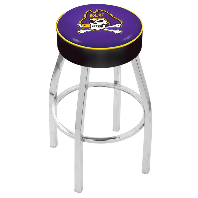 inch East Carolina Logo Swivel Bar Stool w/ Chrome Base