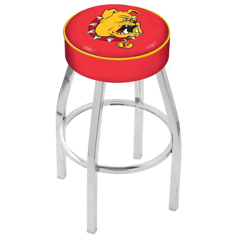 inch Ferris State Logo Swivel Bar Stool w/ Chrome Base