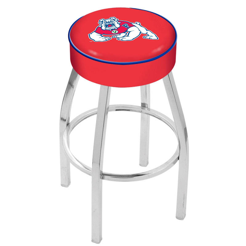 inch Fresno State Logo Swivel Bar Stool w/ Chrome Base