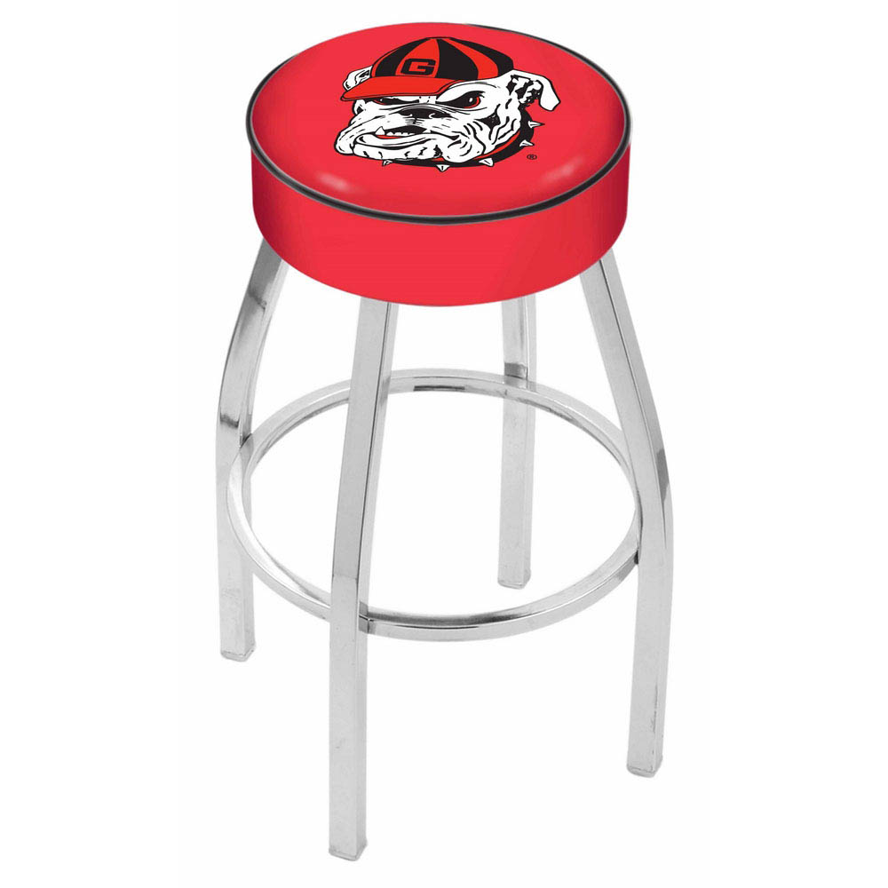 inch Georgia Bulldog Logo Swivel Bar Stool w/ Chrome Base