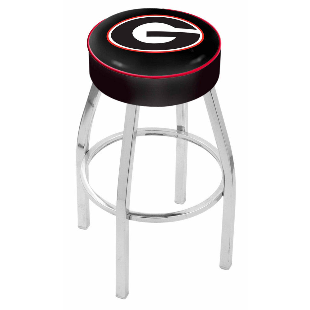 inch Georgia (G) Logo Swivel Bar Stool w/ Chrome Base
