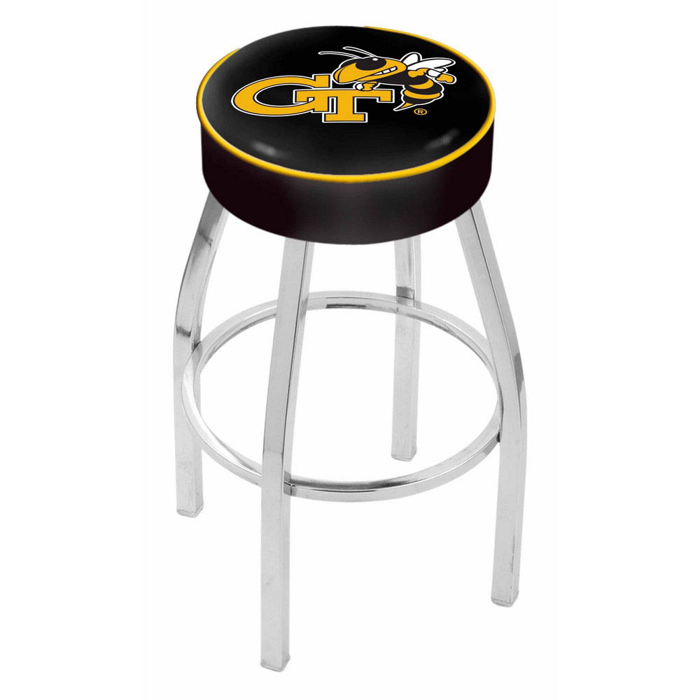 inch Georgia Tech Logo Swivel Bar Stool w/ Chrome Base