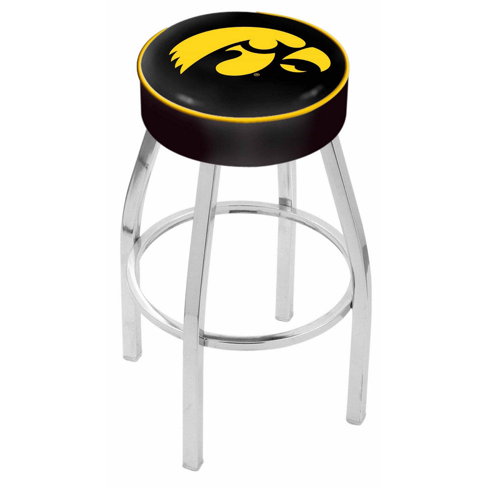 inch Iowa Logo Swivel Bar Stool w/ Chrome Base