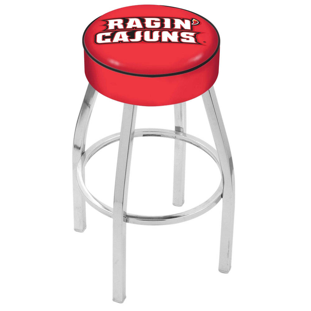 inch Louisiana-Lafayette Logo Swivel Bar Stool w/ Chrome Base