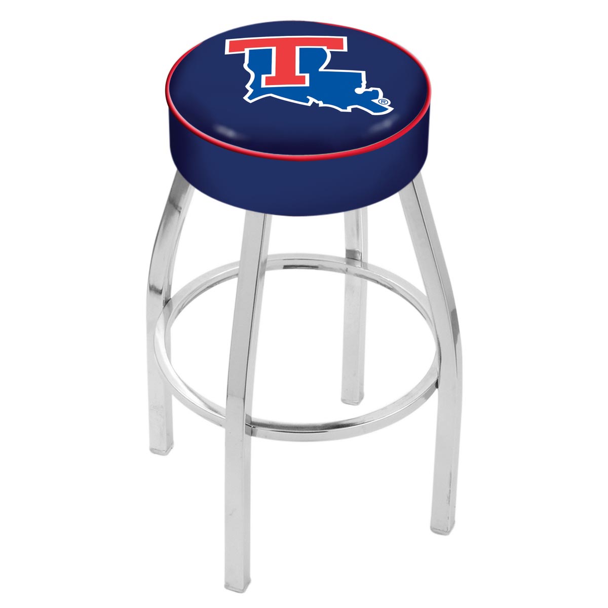 inch Louisiana Tech Logo Swivel Bar Stool w/ Chrome Base
