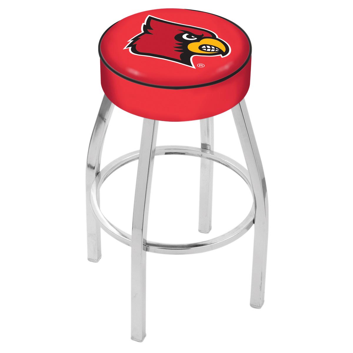 inch Louisville Logo Swivel Bar Stool w/ Chrome Base