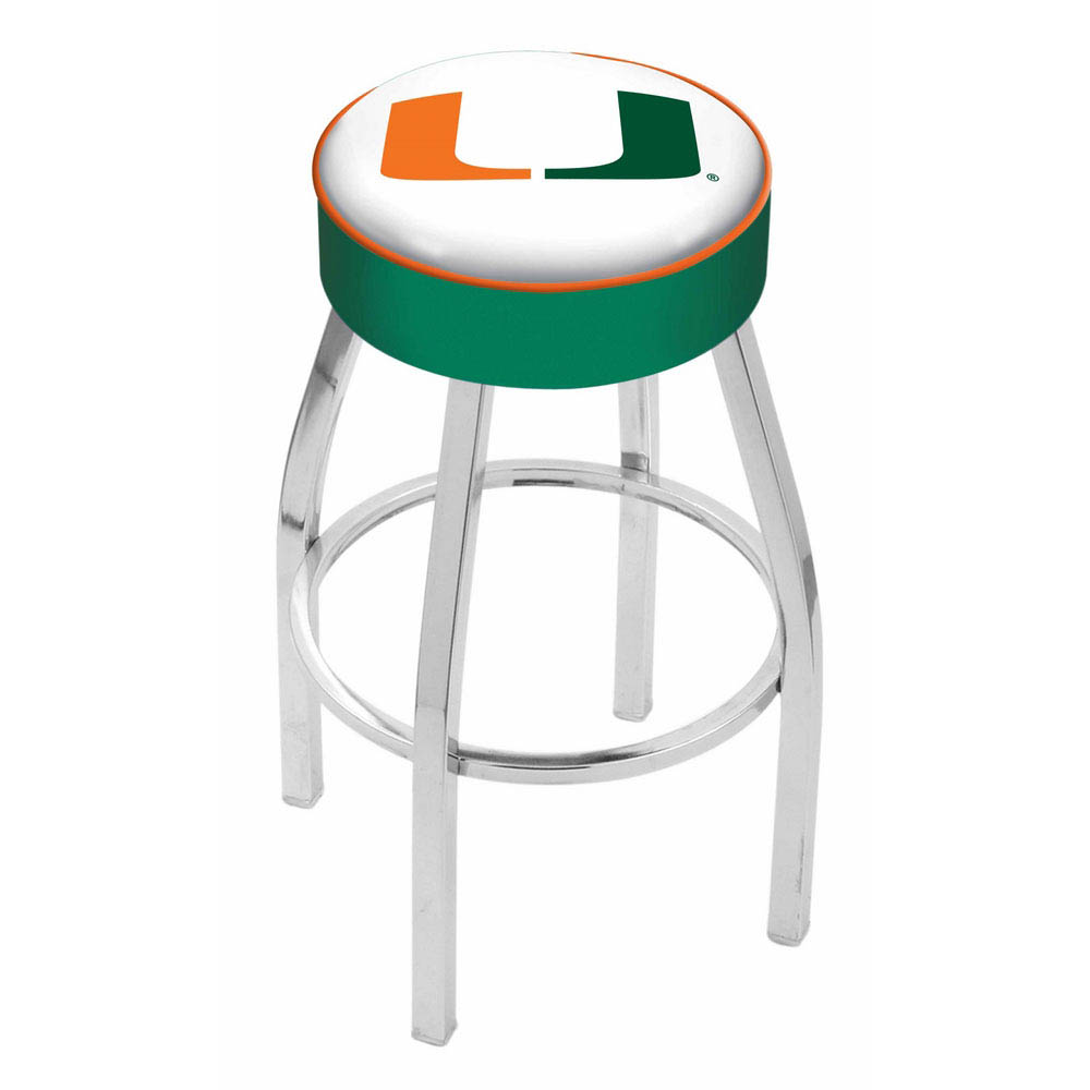 inch Miami Logo Swivel Bar Stool w/ Chrome Base
