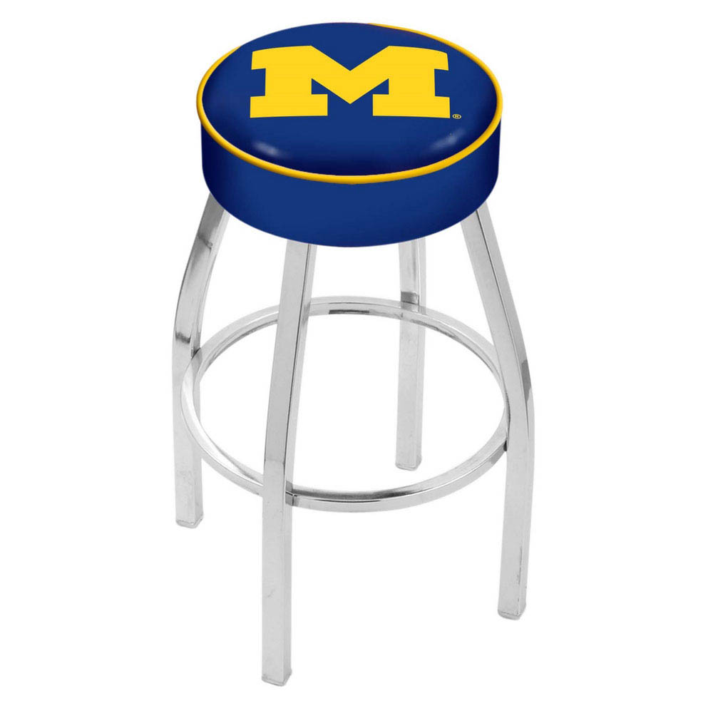 25 inch Michigan Logo Swivel Bar Stool w/ Chrome Base