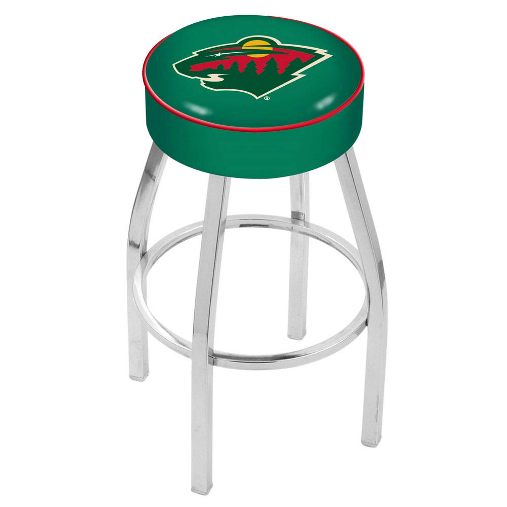 inch Minnesota Wild Logo Swivel Bar Stool w/ Chrome Base