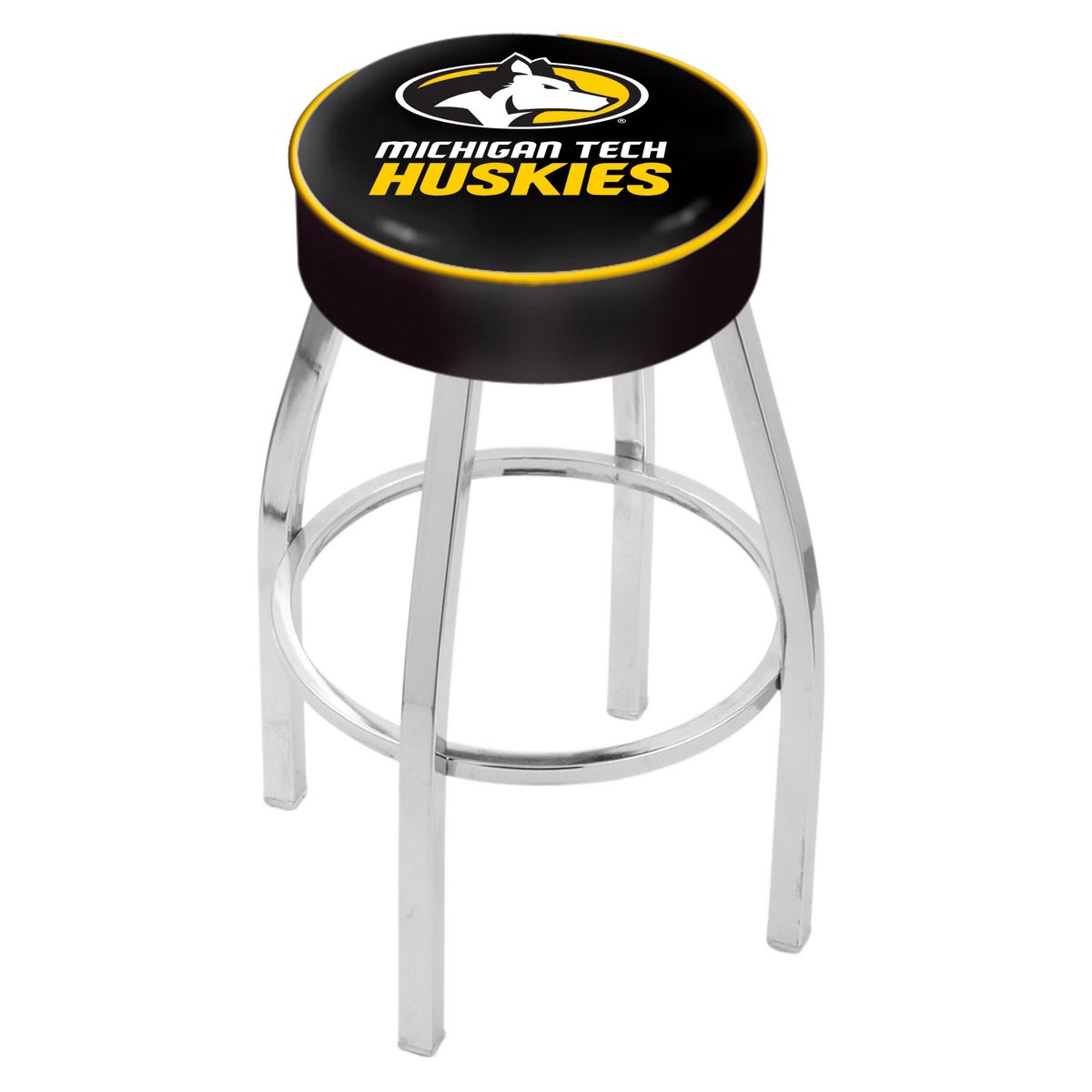 inch Michigan Tech Logo Swivel Bar Stool w/ Chrome Base