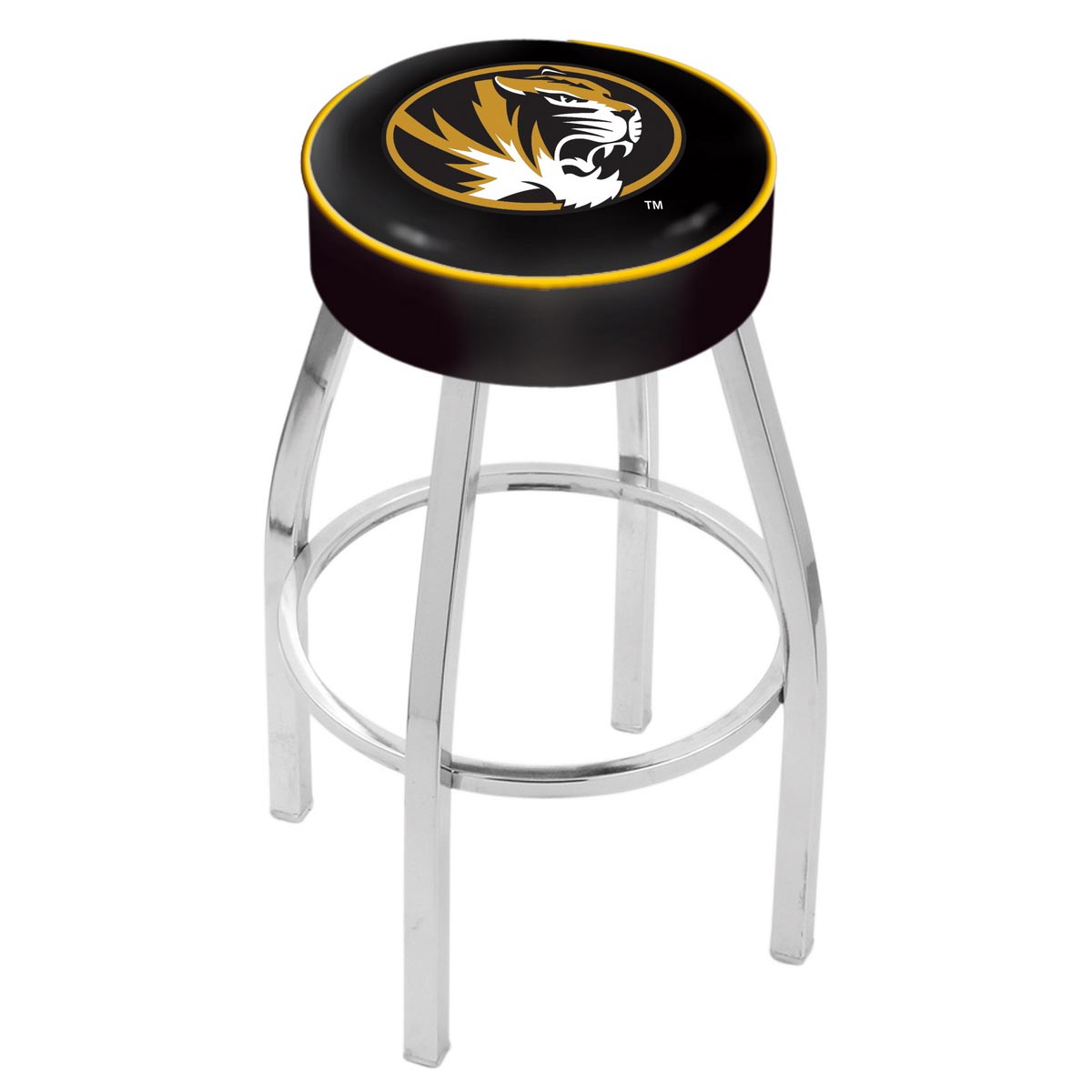 inch Missouri Logo Swivel Bar Stool w/ Chrome Base