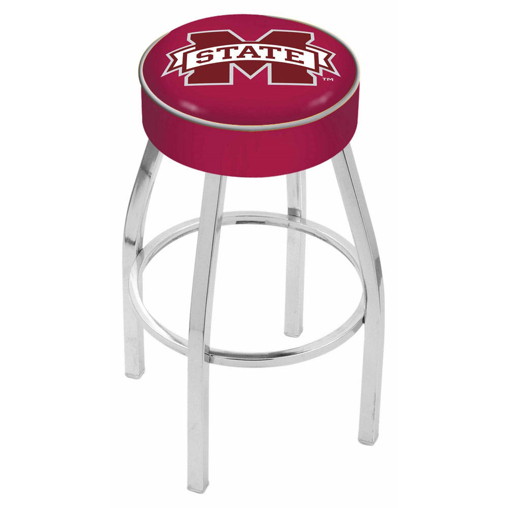 inch Mississippi State Logo Swivel Bar Stool w/ Chrome Base