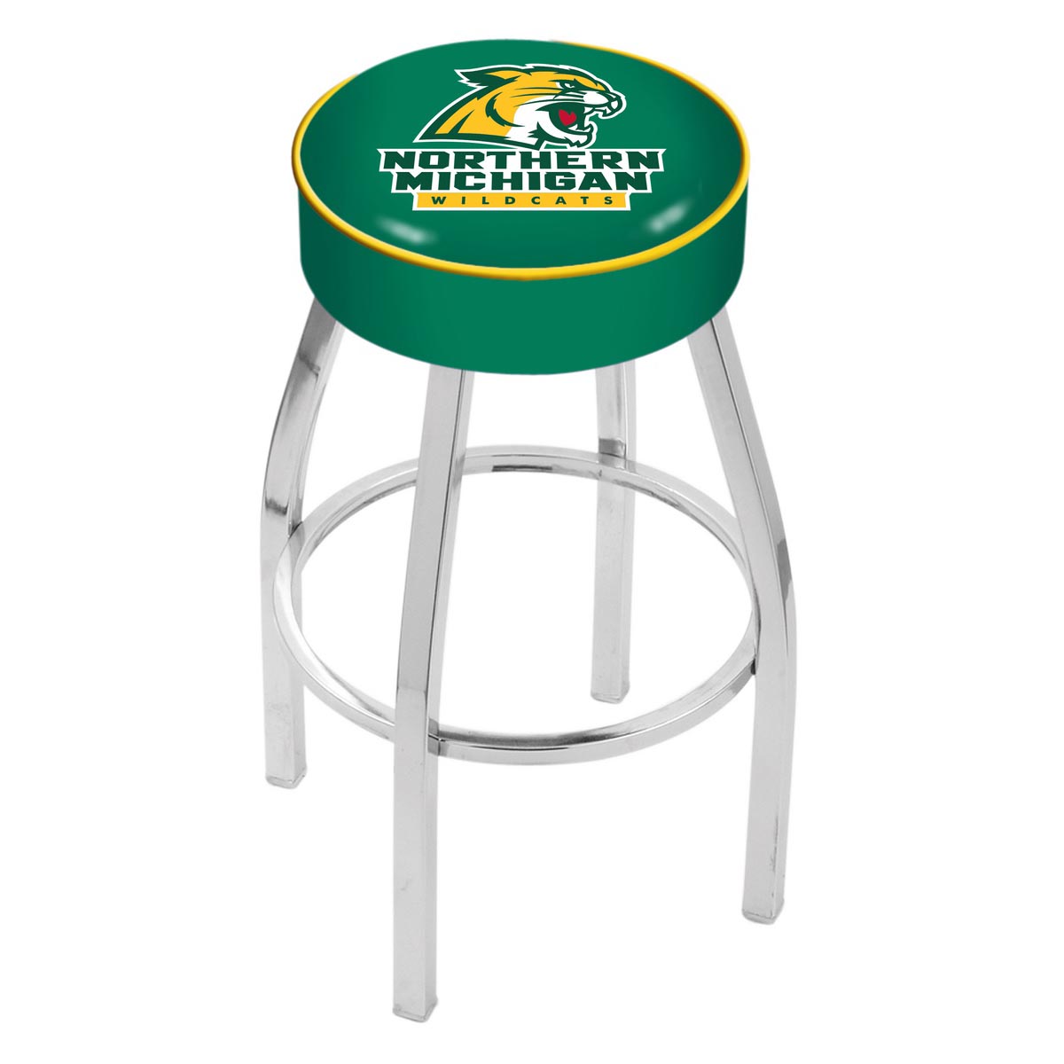 inch Northern Michigan Logo Swivel Bar Stool w/ Chrome Base