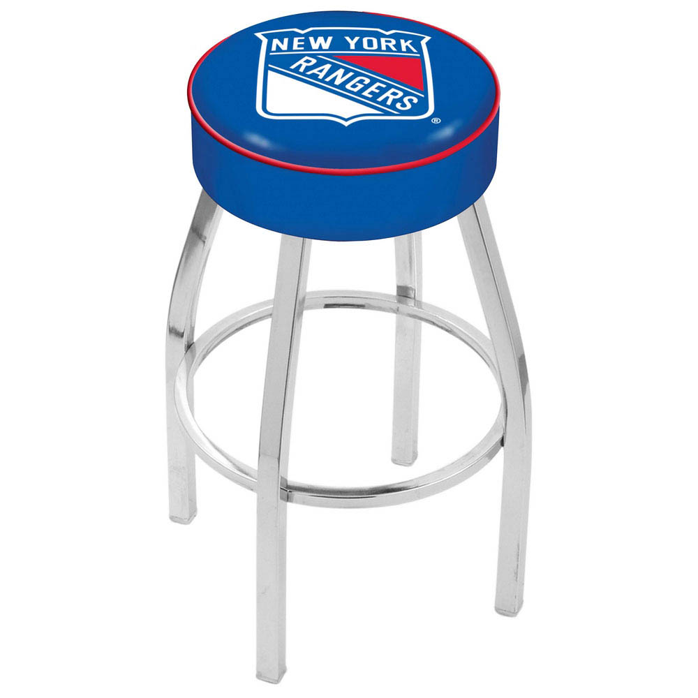 inch New York Rangers Logo Swivel Bar Stool w/ Chrome Base