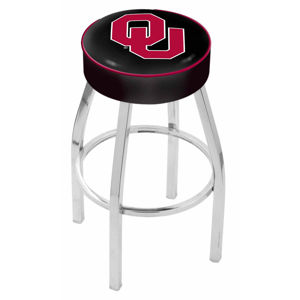 inch Oklahoma Logo Swivel Bar Stool w/ Chrome Base
