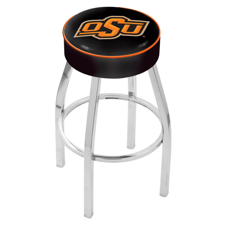inch Oklahoma State Logo Swivel Bar Stool w/ Chrome Base