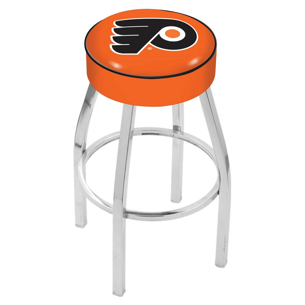 inch (Orange) Philadelphia Flyers Cushion Seat w/ Chrome Base Swivel Bar Stool