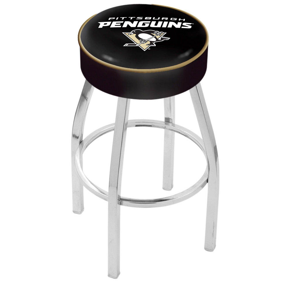 inch Pittsburgh Penguins Logo Swivel Bar Stool w/ Chrome Base